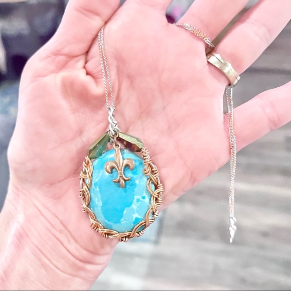 Classy Larimar Braided Necklace - Picture 4 of 5